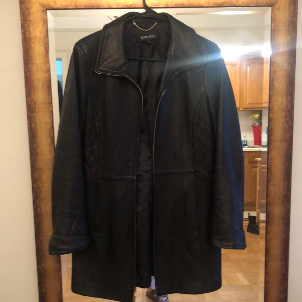 Black leather coat